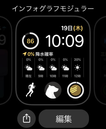 Apple Watchの文字盤選択画面
