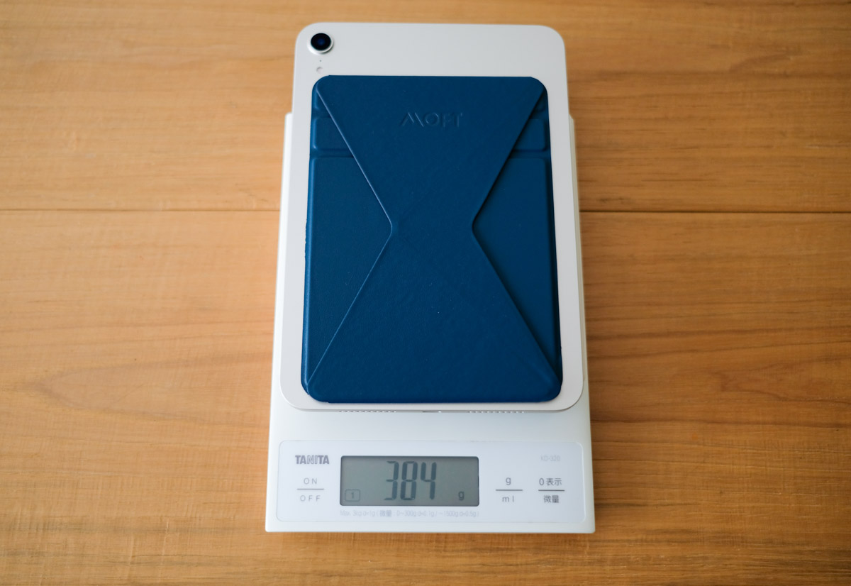 iPad mini6専用 MOFT Xを貼ったiPad mini6の重量